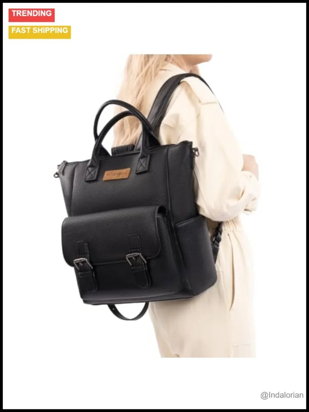 Medium Faux Leather Fashion Backpack Purse with Crossbody Strap